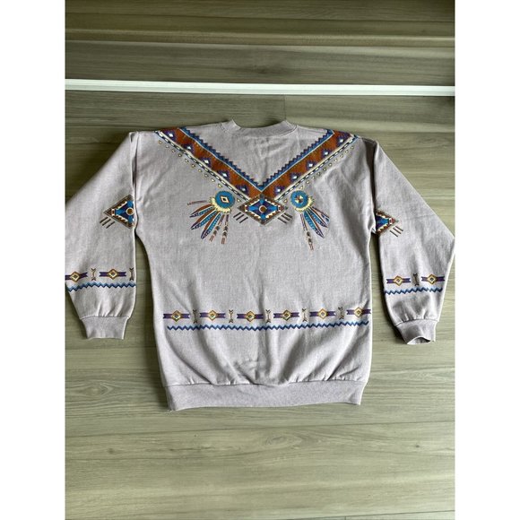 Vintage‎ Lifestyles 90s Aztec Mexican Purple Sweatshirt Adult One Size Made USA - Picture 11 of 15